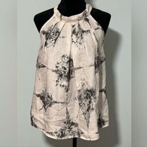 Bellambra Chic Linen Sleeveless Tie-Dye Blouse - Grey and Yellow
